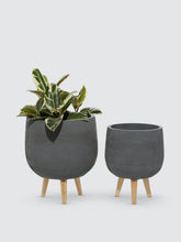 Load image into Gallery viewer, Fiber Clay Round Planters, Set Of 2
