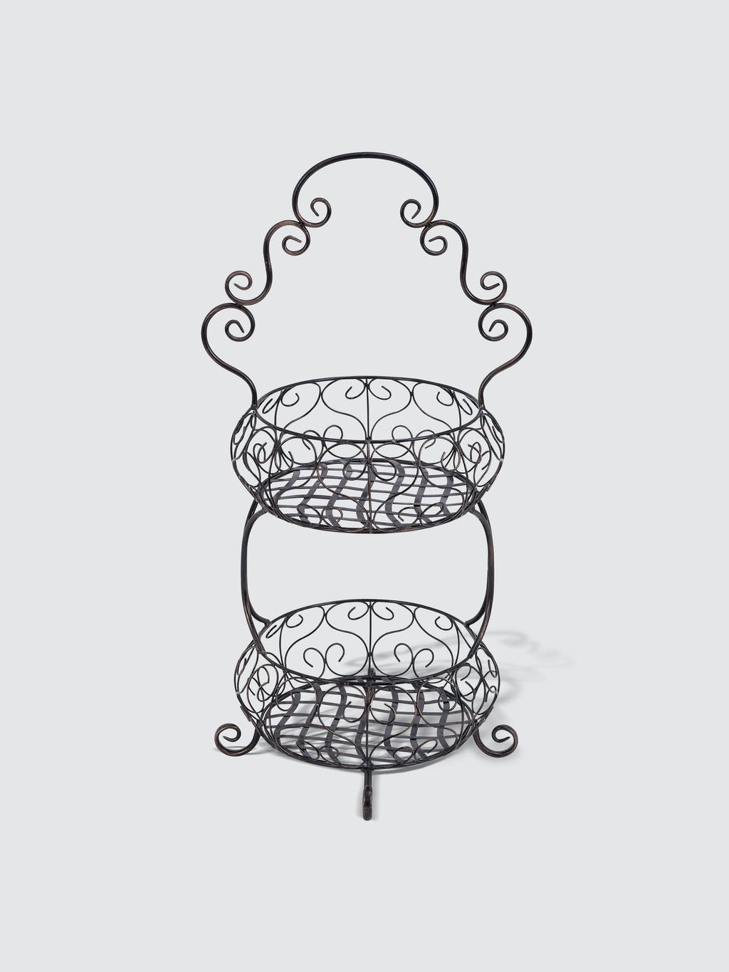 Metal Two Tiered Basket Stand