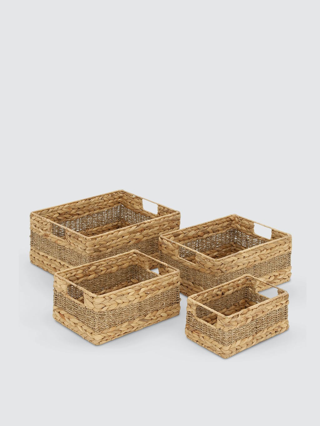 Braided Rectangle Seagrass Baskets - Set Of 4