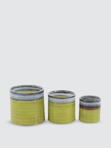 Cylindrical Ceramic Planters, Set Of 3
