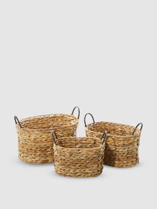 Braided Wicker Baskets - Set Of 3