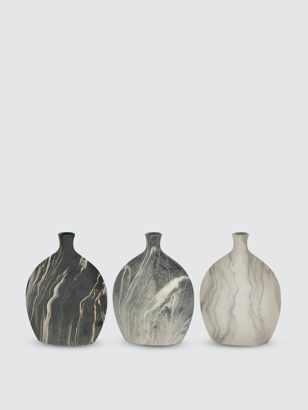 Marbled Bottle Vases - Set Of 3