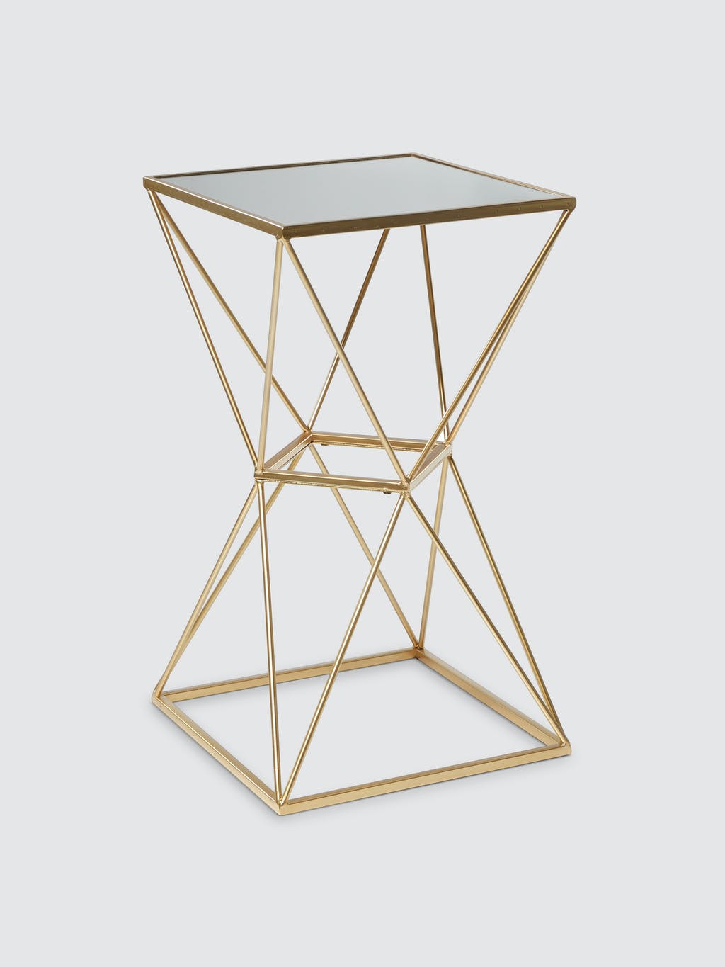 Geometric Mirrored Side Table