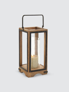 Metal and Wood Candle Lantern