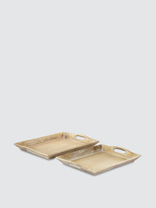 Natural Wood Trays, Set Of 2