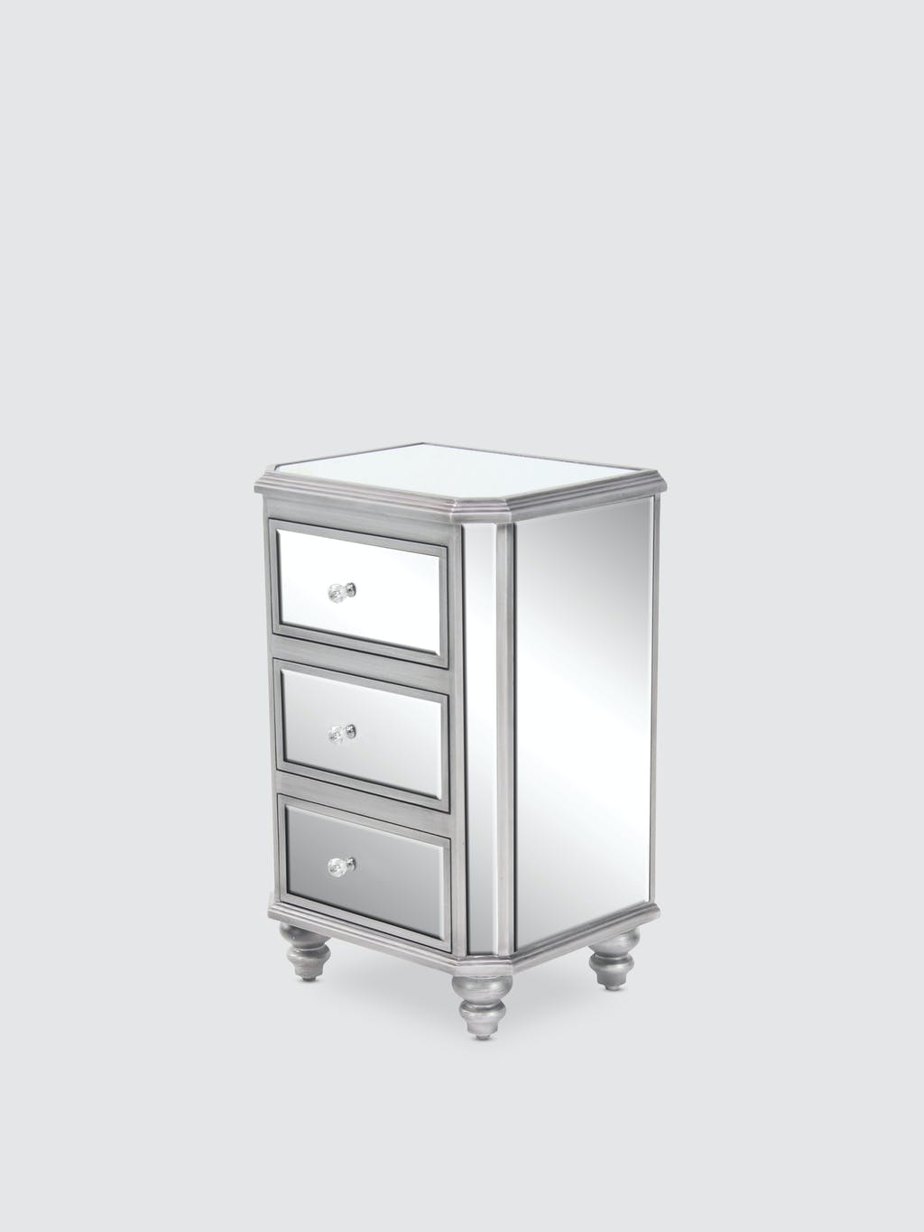 3-Drawer Mirrored Side Table