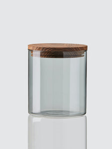 Raw Glass & Wood Storage Cannister
