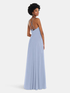 Scoop Neck Convertible Tie-Strap Maxi Dress With Front Slit