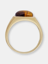 Load image into Gallery viewer, Chatoyant Red Tiger Eye Quartz Stone Signet Ring in 14K Yellow Gold Plated Sterling Silver