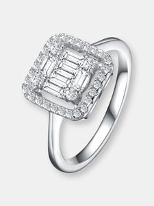 Sterling Silver Cubic Zirconia Square Modern Ring