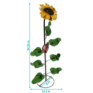 Outdoor Sunflower with Ladybug Metal Art Garden Stake