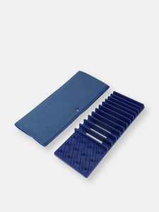 Michael Graves Design 11 Slot Plastic Dish Drying Rack with Super Absorbent Mat, Indigo