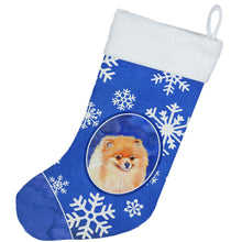 Load image into Gallery viewer, Pomeranian Winter Snowflakes Holiday Christmas Stocking