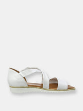 Load image into Gallery viewer, Womens Gemma Espadrille Leather Wedge Sandals - White