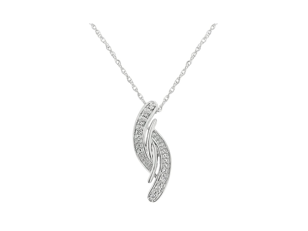 .925 Sterling Silver 1/20 cttw Round Cut Diamond Fashion Pendant Necklace