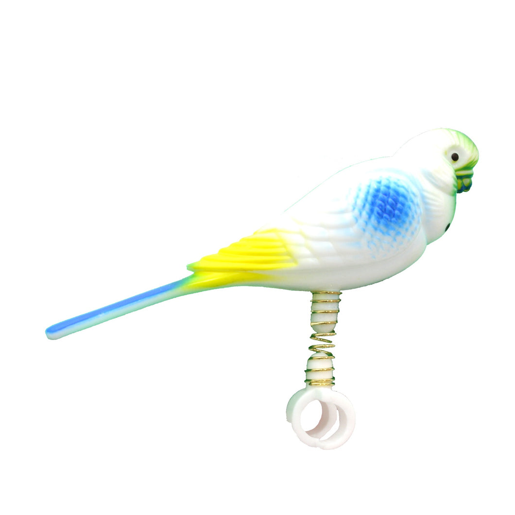 Beaks Parakeet On Spring (White) (2.7x1.1x1.1in)
