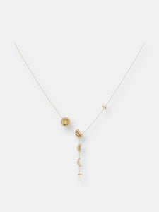Moon Stages Diamond Y Necklace in 14K Yellow Gold Vermeil on Sterling Silver