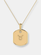 Load image into Gallery viewer, Taurus Bull Emerald &amp; Diamond Constellation Tag Pendant Necklace in 14K Yellow Gold Vermeil on Sterling Silver