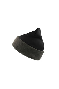 Wind Double Skin Beanie With Turn Up (Black/Gray)