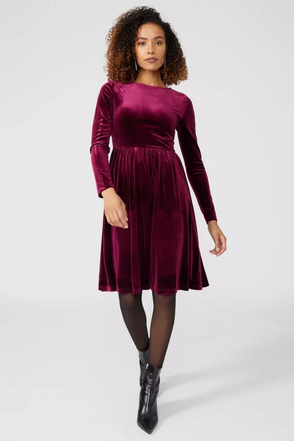 Womens/Ladies Fit & Flare Velvet Dress