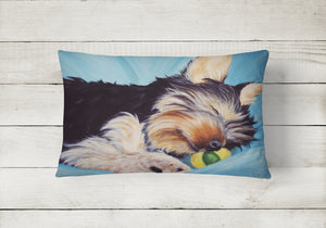12 in x 16 in  Outdoor Throw Pillow Naptime Yorkie Yorkshire Terrier Canvas Fabric Decorative Pillow