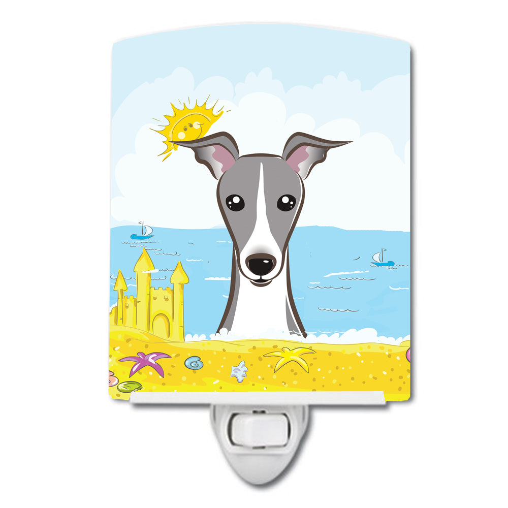Italian Greyhound Summer Beach Ceramic Night Light