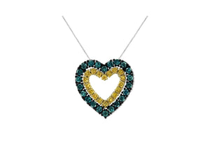 14K Yellow Gold Plated .925 Sterling Silver 1/2 cttw Color Treated Diamond Heart Pendant Necklace