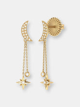 Load image into Gallery viewer, Moonlit Drop Star Diamond Earrings In 14K Yellow Gold Vermeil On Sterling Silver