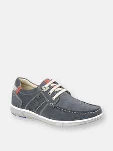 Mens Leather 3 Eyelet Leisure Tie Shoes - Navy