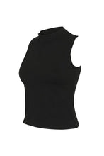 Load image into Gallery viewer, Skinni Fit Womens/Ladies High Neck Crop Vest Top (Black)