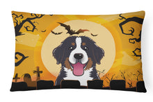 Load image into Gallery viewer, 12 in x 16 in  Outdoor Throw Pillow Halloween Bernese Mountain Dog Canvas Fabric Decorative Pillow