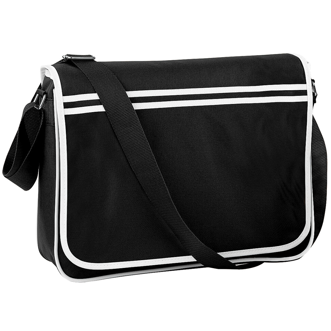 Bagbase Retro Adjustable Messenger Bag (12 Liters) (Pack of 2) (Black/White) (One Size)