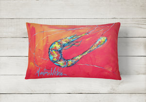 12 in x 16 in  Outdoor Throw Pillow Shrimp Seafood Three Canvas Fabric Decorative Pillow