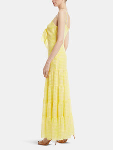 Yellow Tie Tiered Maxi Dress