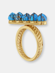 Summer Nights Turquoise Multistone Ring & Pendant In 14K Yellow Gold Plated Sterling Silver