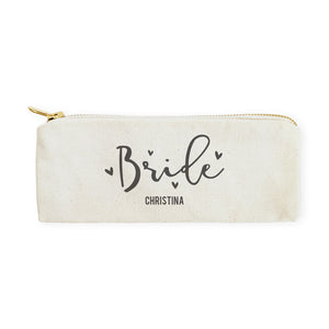 Bride Personalized Cotton Canvas Pencil Case and Travel Pouch