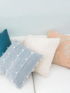 Cozy Indigo Blue Textured Stripe Pillow