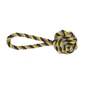 Ancol Jumbo Jaws Big Dog Rope Toy (Black/Yellow/Gray) (Ball Tugger)