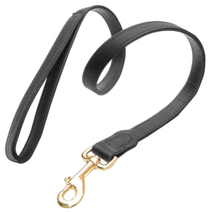 Vital Pet Products Yacare Leather Dog Leash (Black) (0.59in x 39in)