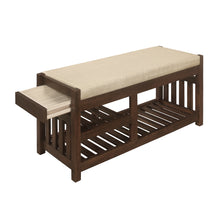 Load image into Gallery viewer, Hakea Dark Walnut Wood Storage Bench With Cushion