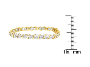 10K Yellow Gold Round Cut Diamond Square Link Bracelet