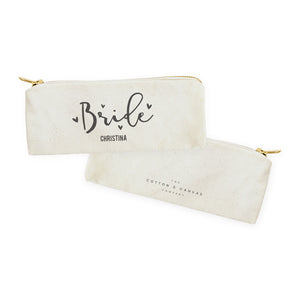 Bride Personalized Cotton Canvas Pencil Case and Travel Pouch