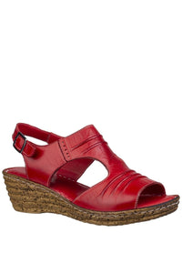 Womens/Ladies Incence Wedge Leather Sandals - Red