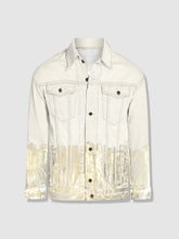 Load image into Gallery viewer, Longer Off-White Denim Jacket with Champagne Gold Foil