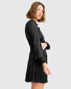 Shine Bright Ruched Mini Dress - Black