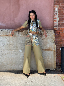 Two-Tone Wide Leg Pant