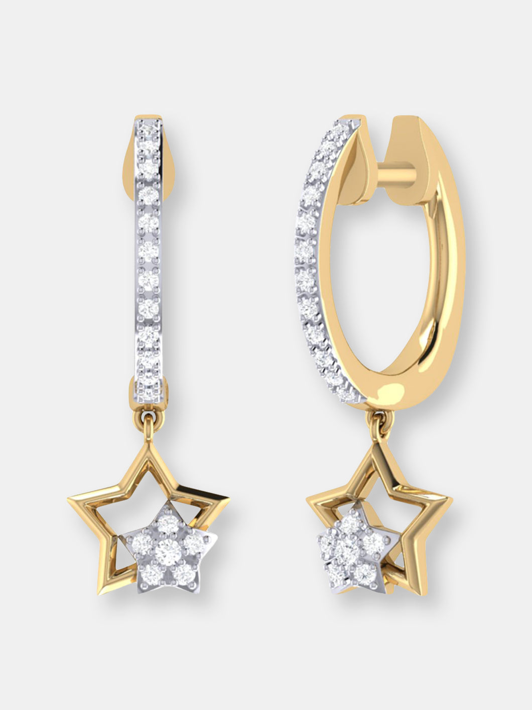 Starkissed Duo Diamond Hoop Earrings In 14K Yellow Gold Vermeil On Sterling Silver