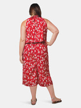 Load image into Gallery viewer, Skyler Cropped Jumpsuit in Casanova Cherry (Curve)