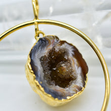 Load image into Gallery viewer, Plated Agate Geodes In Circle Pendant Or Necklace