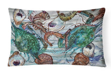 Load image into Gallery viewer, 12 in x 16 in  Outdoor Throw Pillow Shrimp, Crabs and Oysters in water Canvas Fabric Decorative Pillow